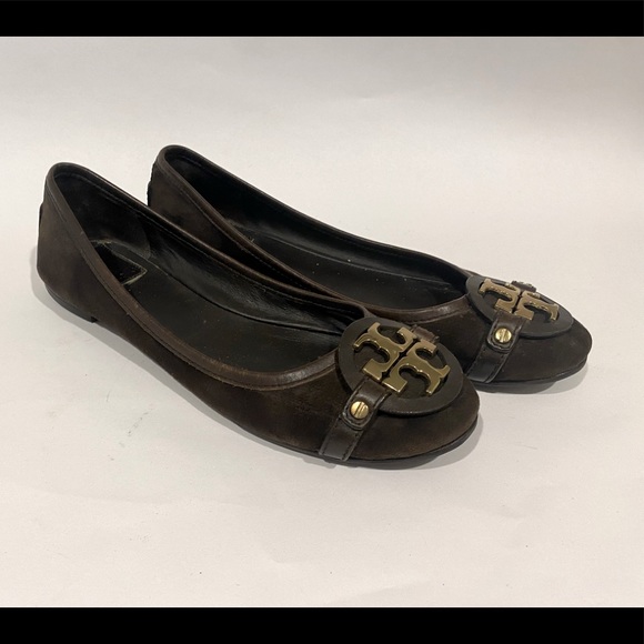 Tory Burch Chocolate Suede Aaden Ballet Flat Size 8.5 - Picture 3 of 7